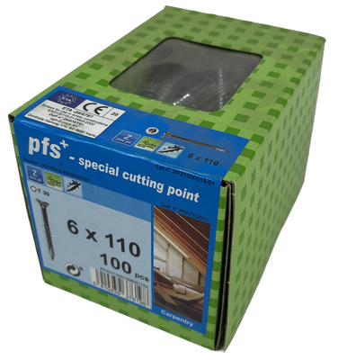 pgb-Europe PFS+ | Spaanplaatschroef PFS+ VZK-T Ø 6x110 Zn | 100 st - PFWVTG001006001103