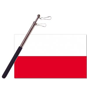 Landen vlag Polen - 90 x 150 cm - met compacte draagbare telescoop vlaggenstok - supporters