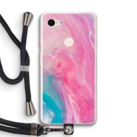Roze explosie: Pixel 3 XL Transparant Hoesje met koord