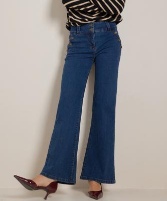 wide fit stretch jeans met knopen