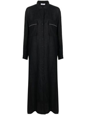 Fabiana Filippi robe-chemise en lin à manches longues - Noir