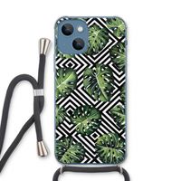 Geometrische jungle: iPhone 13 Transparant Hoesje met koord