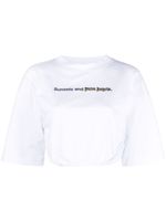 Palm Angels t-shirt crop Sunset à fronces - Blanc