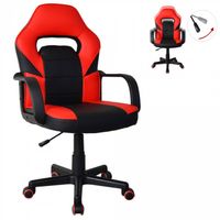 Gamestoel Thomas junior - bureaustoel gaming stijl - hoogte verstelbaar - rood zwart - thumbnail