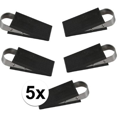 Benson Deurstopper/wig - 5x - rubber/RVS - 13 x 5 x 3 cm - deurklem - antislip onderkant