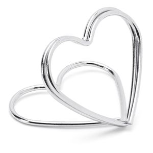 Naamkaart/plaatskaart houders - hartje - Bruiloft - 10x stuks - zilver - 2,5 cm