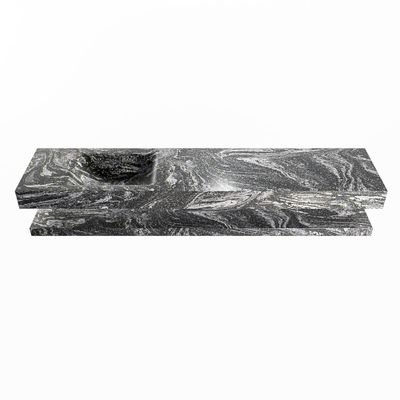 MONDIAZ ALAN-DLUX 200cm planchet Lava. Vrijhangende wastafel CLOUD links zonder kraangat, kleur Lava.