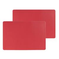 Secret de Gourmet tafel placemat PU- Set van 12x stuks -leer/leer look - rood - 45 x 30 cm - Tafel o