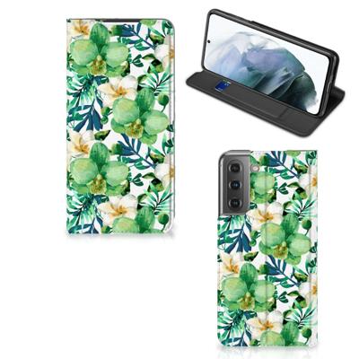 Samsung Galaxy S21 FE Smart Cover Orchidee Groen Samsung Galaxy S21 FE Smart Cover Orchidee Groen