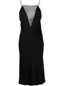 Stella McCartney robe mi-longue en crêpe de soie - Noir