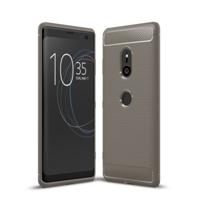 Geborsteld textuur Carbon Fiber schokbestendig TPU Case voor Sony Xperia XZ3 (grijs)