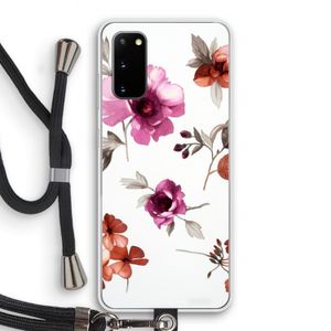 Geschilderde bloemen: Samsung Galaxy S20 Transparant Hoesje met koord