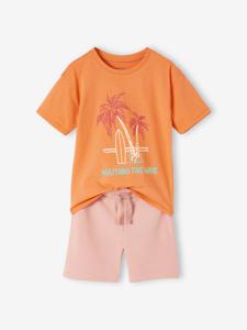 Pyjashort voor jongens met palmbomen abrikoos