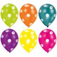 6 Ballonnen diverse kleuren met stippen