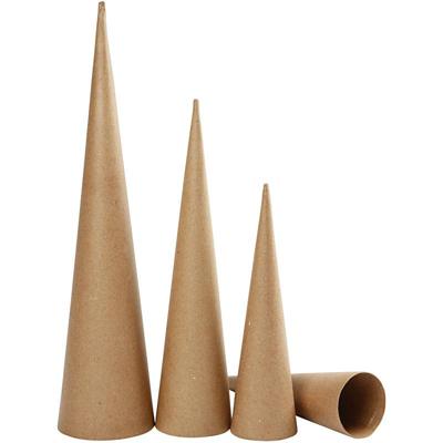 Creativ Company Hoge kegels, h: 30-40-50 cm, d 8-9-11,5 cm, 3 stuk/ 1 doos