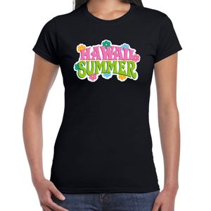 Hawaii summer t-shirt zwart voor dames