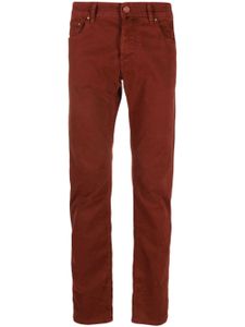 Jacob Cohën pantalon fuselé en coton à patch logo - Rouge