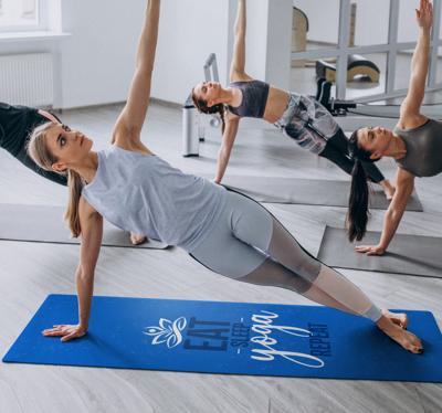 Eat sleep yoga repeat tekst vinyl tapijt