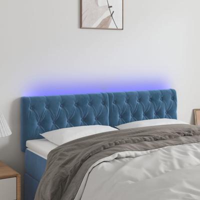 Hoofdbord LED 144x7x78/88 cm fluweel donkerblauw