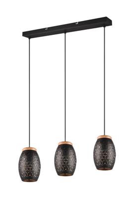 Trio Zwart goude hanglampBidar 3-lichts - R31573080