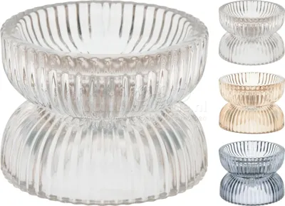 Kaarsenhouder 2-in-1 Glas Ø7,8cm Assorti 1st