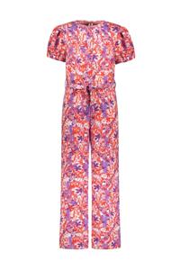 B.Nosy zomer jumpsuit meisjes - rood/paars AOP - riem - Pallas