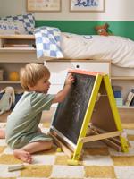 Klein 3-in-1 opvouwbaar tekenbord gemaakt van FSC 100%®-hout geel