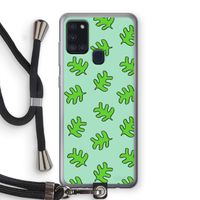 Groene blaadjes: Samsung Galaxy A21s Transparant Hoesje met koord
