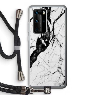 Witte marmer 2: Huawei P40 Pro Transparant Hoesje met koord