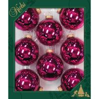 Krebs kerstballen - 16x st - Cabernet roze - 7 cm - glas - kerstversiering