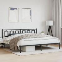 Bedframe met hoofdbord metaal zwart 200x200 cm