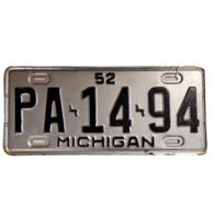Michigan Originele Kentekenplaat - 1952 Michigan Originele Kentekenplaat - 1952