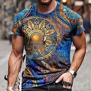 Voor heren T-shirt T-shirts Grafisch Bloemen Boho Strakke ronde hals Kleding 3D-afdrukken Buiten Casual Korte mouw Afdrukken Vintage Modieus Ontwerper Lightinthebox