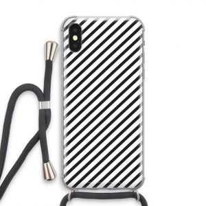 Strepen zwart-wit: iPhone XS Transparant Hoesje met koord
