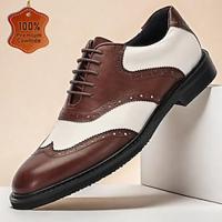 Bruine en witte Oxford-schoenen met vleugeltip voor heren - perfect voor formele gelegenheden en zakelijke bijeenkomsten Lightinthebox - thumbnail