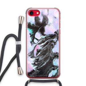 Pastel zwart: iPhone SE 2020 Transparant Hoesje met koord