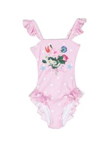 Monnalisa maillot de bain imprimé à volants - Rose