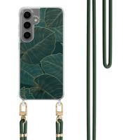Samsung Galaxy S24 Plus hoesje met groen koord - Monstera leaves