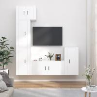 5-delige Tv-meubelset bewerkt hout wit