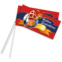 Zwaaivlaggetje Welkom Sinterklaas - 4x - 38 cm - Handvlaggetje Sint en Piet - 5 December versiering