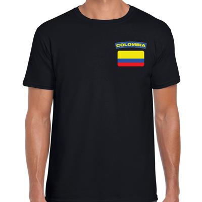 Colombia thema t-shirt - met vlag op borst - zwart - voor heren - landen shirt - supporters