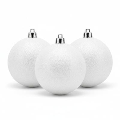 Kerstballen - 6x st - wit - glitters - D8 cm - kunststof - kerstversiering