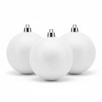 Kerstballen - 6x st - wit - glitters - D8 cm - kunststof - kerstversiering