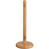 Excellent Houseware keukenrolhouder 12,5 x 32 cm van bamboe hout - thumbnail