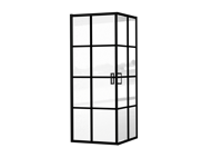 Luca Varess Vidor douchecabine met hoekinstap met 2 schuifdeuren 80 x 80 cm Square glas mat zwart profiel - thumbnail