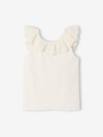 Mouwloze sweater met ruches van Engels borduursel voor meisjes ecru