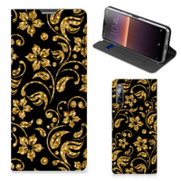Sony Xperia L4 Smart Cover Gouden Bloemen