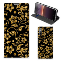 Sony Xperia L4 Smart Cover Gouden Bloemen - thumbnail