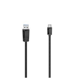 Hama USB-C-kabel, USB-C-stekker - USB-A-stekker, USB 3.2 Gen1, 5 Gbit/s, 3,00 m Kabel Zwart