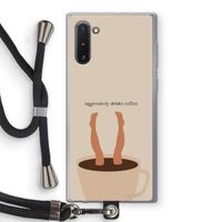 Aggressively drinks coffee: Samsung Galaxy Note 10 Transparant Hoesje met koord